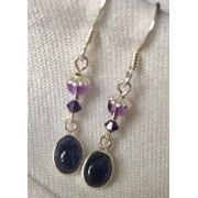 621 boucles d'oreilles iolite, améthyste argent sterling